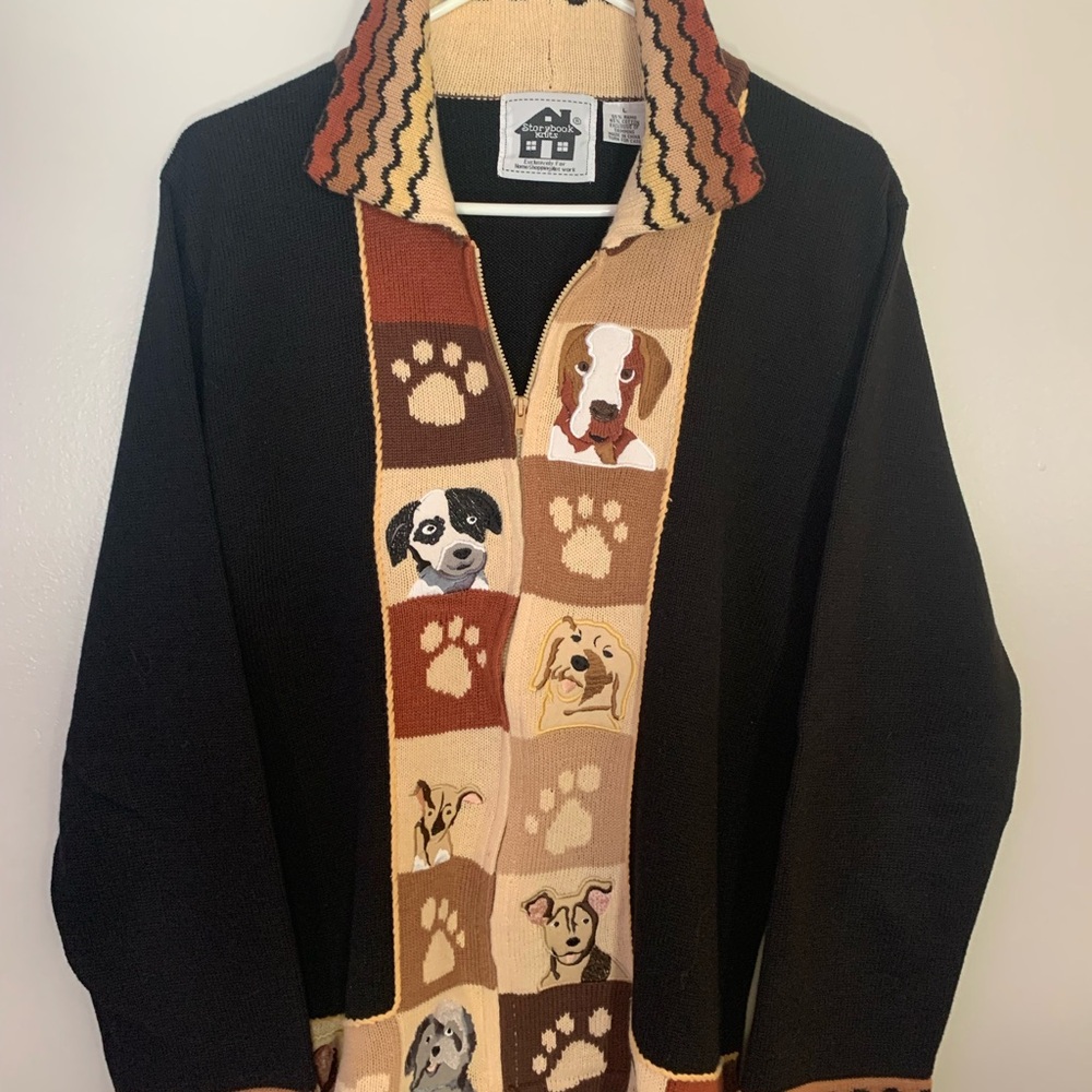 Storybook Knits Dog Pattern Sweater - Black and Brown